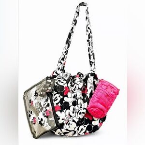 Disney Minnie Mouse Black and Pink Shoulder Bag w/pouch, pink beverage bag NEW!